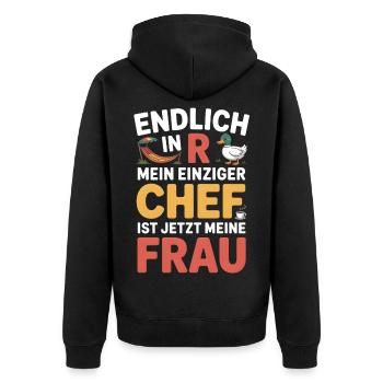 Rente Ente Ruhestand  Einziger Chef ist meine Frau - Unisex Premium Organic Zip Hoodie - black - Back - Nico (187cm)