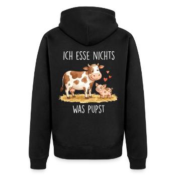 Ich_esse_nixIch don't eat anything that farts - Unisex Premium Organic Zip Hoodie - black - Back - Nico (187cm)