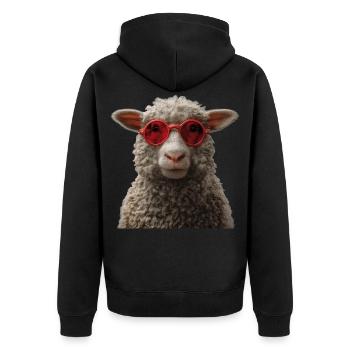 Sheep with sunglasses - Unisex Premium Organic Zip Hoodie - black - Back - Nico (187cm)