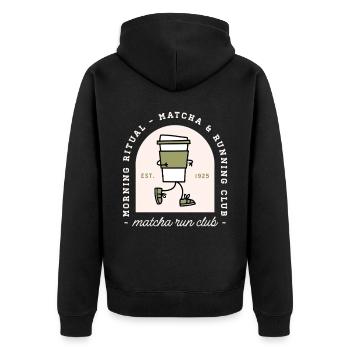 Matcha and running lovers run club funny runner - Unisex Premium Organic Zip Hoodie - black - Back - Nico (187cm)