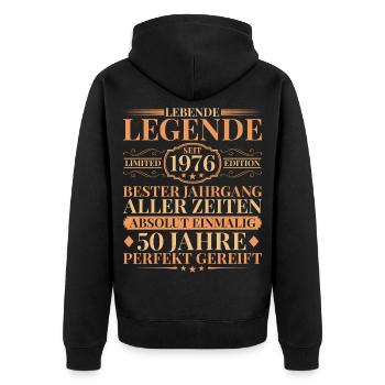 Year of construction Born in 1976 Unique 50th birthday - Unisex Premium Organic Zip Hoodie - black - Back - Nico (187cm)