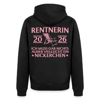 Rentnerin 2026 Muss nix außer Nickerchen - Unisex Premium Bio Zip Hoodie - Schwarz - Hinten - Nico (187cm)
