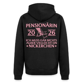 Pensioner 2026: Doesn't have to do anything but nap - Unisex Premium Organic Zip Hoodie - black - Back - Nico (187cm)