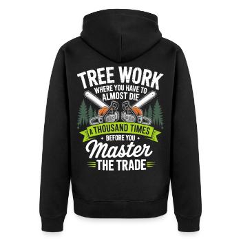 Championnat de la tronçonneuse dans la forêt - Veste à capuche bio Premium Unisexe - noir - Dos - Nico (187cm)