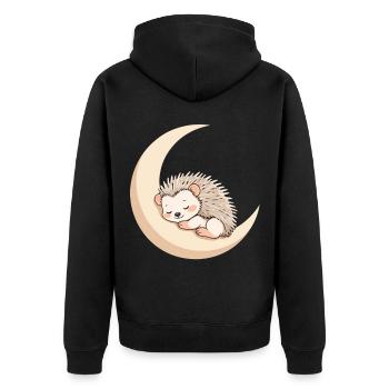 Moon Sleep Hedgehog - Unisex Premium Organic Zip Hoodie - black - Back - Nico (187cm)