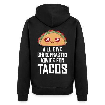 Taco Humor Chiropractic Design - Unisex Premium Organic Zip Hoodie - black - Back - Nico (187cm)