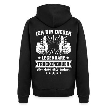 Drywall Builder Legend - Unisex Premium Organic Zip Hoodie - black - Back - Nico (187cm)