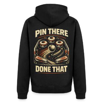 Pinball Flipperspieler Pin There Done That - Unisex Premium Bio Zip Hoodie - Schwarz - Hinten - Nico (187cm)