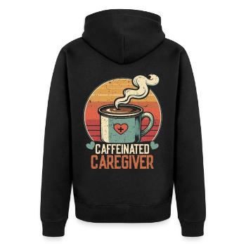Nurse, geriatric care - Unisex Premium Organic Zip Hoodie - black - Back - Nico (187cm)