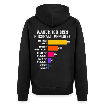 Pourquoi je perds au football Football - Veste à capuche bio Premium Unisexe - noir - Dos - Nico (187cm)