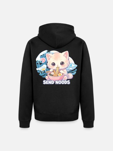 Ramen Cat Kanagawa - Unisex Premium Organic Zip Hoodie - black