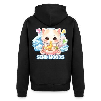 Ramen Cat Kanagawa - Unisex Premium Organic Zip Hoodie - black - Back - Nico (187cm)