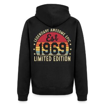 57th Anniversary - Vintage Gift 1969 - Unisex Premium Organic Zip Hoodie - black - Back - Nico (187cm)
