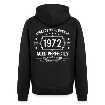 Millésime original de 1972 | Cadeau d’anniversaire 1972 - Veste à capuche bio Premium Unisexe - noir - Dos - Nico (187cm)