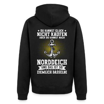 NORTH SEA YOU CAN'T BUY HAPPINESS BUT AFTER - Unisex Premium Organic Zip Hoodie - black - Back - Nico (187cm)