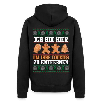 I'M HERE TO REMOVE COOKIES - Unisex Premium Organic Zip Hoodie - black - Back - Nico (187cm)