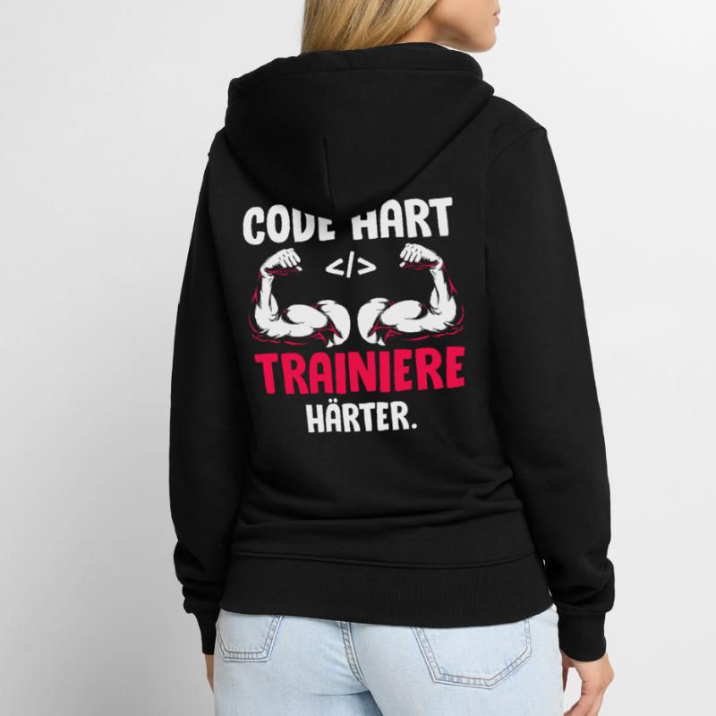 Coder CODE HART TRAINIERE HÄRTER Lustiges Unisex Premium Bio Zip Hoodie
