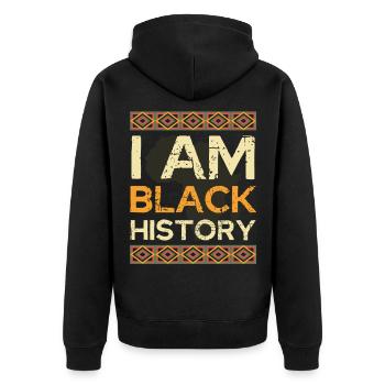 I Am Black History - Unisex Premium Bio Zip Hoodie - Schwarz - Hinten - Nico (187cm)