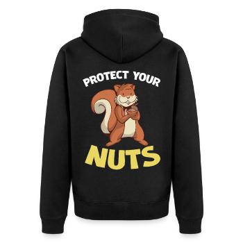 Protégez vos noix – Dessin animé Écureuil - Veste à capuche bio Premium Unisexe - noir - Dos - Nico (187cm)