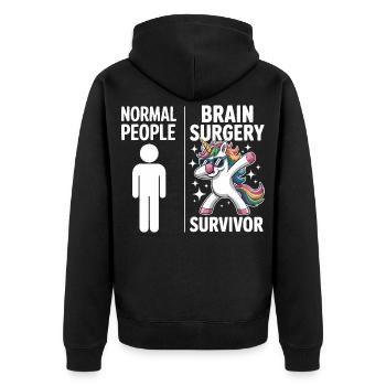 Unicorn Survivor Brain Surgery - Unisex Premium Organic Zip Hoodie - black - Back - Nico (187cm)