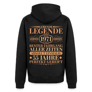 Year of manufacture Born in 1971 Unique 55th birthday - Unisex Premium Organic Zip Hoodie - black - Back - Nico (187cm)