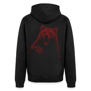 Grizzly Bear Hiking Camping Vintage Brown Bear - Unisex Premium Organic Zip Hoodie - black - Back - Nico (187cm)