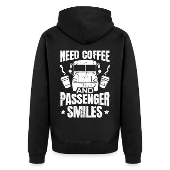 Besoin de café et de sourires des passagers - Veste à capuche bio Premium Unisexe - noir - Dos - Nico (187cm)