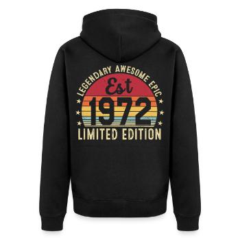 54th Anniversary - Vintage Gift 1972 - Unisex Premium Organic Zip Hoodie - black - Back - Nico (187cm)