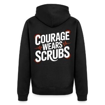 ER Nurse Courage Wears Scrubs Medical Worker - Unisex Premium Organic Zip Hoodie - black - Back - Nico (187cm)
