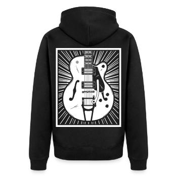 Retro-Gitarren-Silhouette - Unisex Premium Bio Zip Hoodie - Schwarz - Hinten - Nico (187cm)