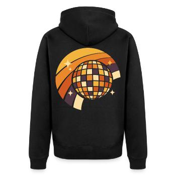 Discokugel Retro Party 80er Geschenk - Unisex Premium Bio Zip Hoodie - Schwarz - Hinten - Nico (187cm)