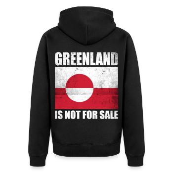 Greenland Is Not For Sale Shirt - Unisex Premium Bio Zip Hoodie - Schwarz - Hinten - Nico (187cm)