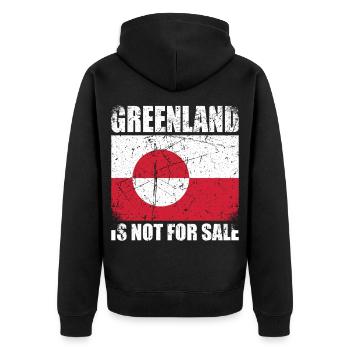 Greenland Is Not For Sale - Unisex Premium Bio Zip Hoodie - Schwarz - Hinten - Nico (187cm)