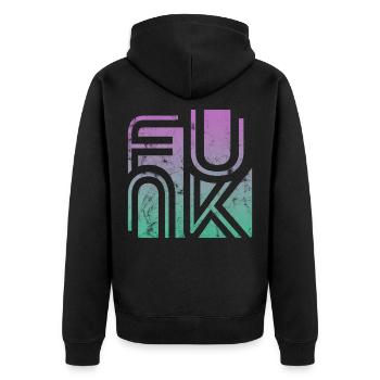 Funk Vintage - Unisex Premium Organic Zip Hoodie - black - Back - Nico (187cm)