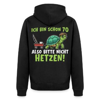 70 Jahre Schildkröte 70. Geburtstag Geschenk - Unisex Premium Bio Zip Hoodie - Schwarz - Hinten - Nico (187cm)