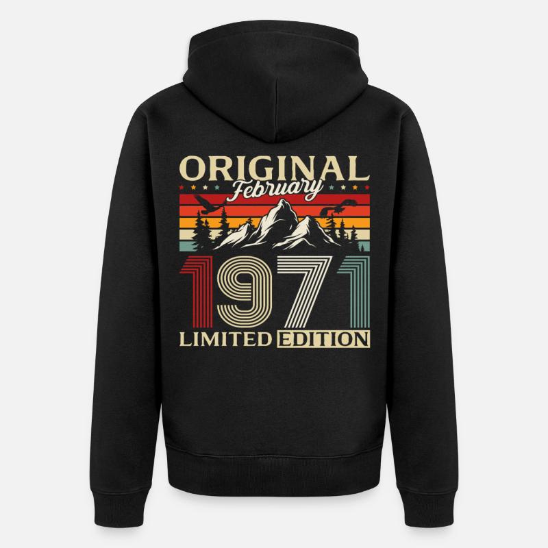 55e anniversaire février 1971 Millésime - Veste à capuche bio Premium Unisexe - noir
