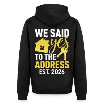 We Said Yes to The Address 2026 - Veste à capuche bio Premium Unisexe - noir - Dos - Nico (187cm)