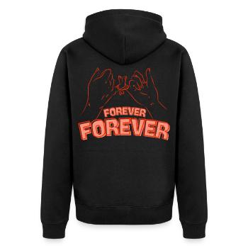 Forever Freundschaft – Hände verbinden Herzen - Unisex Premium Bio Zip Hoodie - Schwarz - Hinten - Nico (187cm)