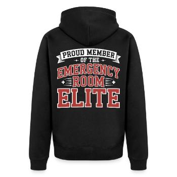 ER Nurse Proud Member Of The Emergency Nurse - Unisex Premium Bio Zip Hoodie - Schwarz - Hinten - Nico (187cm)