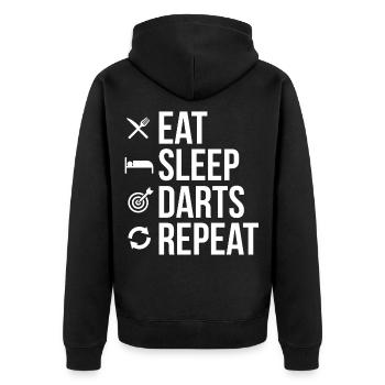 Eat Sleep Darts Repeat - Veste à capuche bio Premium Unisexe - noir - Dos - Nico (187cm)