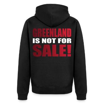 Greenland Is Not For Sale - Unisex Premium Organic Zip Hoodie - black - Back - Nico (187cm)