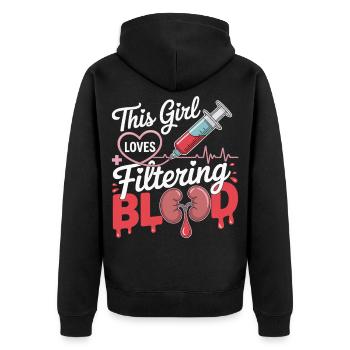 This Woman Loves Blood Filtering - Unisex Premium Organic Zip Hoodie - black - Back - Nico (187cm)