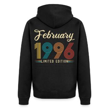 30th Anniversary February 1996 30 Years Vintage Retro - Unisex Premium Organic Zip Hoodie - black - Back - Nico (187cm)