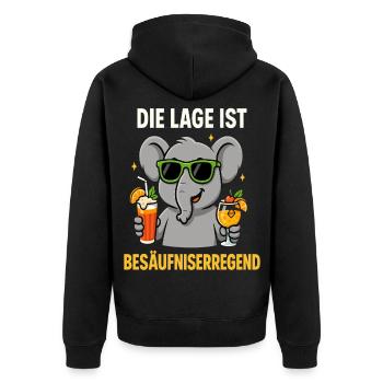 Die Lage ist besäufniserregend - Unisex Premium Bio Zip Hoodie - Schwarz - Hinten - Nico (187cm)