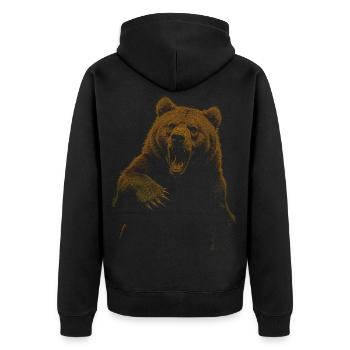 Grizzly Bear Hiking Camping Vintage Brown Bear - Unisex Premium Organic Zip Hoodie - black - Back - Nico (187cm)