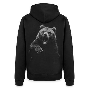 Grizzly Bear Hiking Camping Vintage Brown Bear - Unisex Premium Organic Zip Hoodie - black - Back - Nico (187cm)