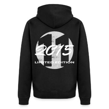 11th Birthday 2015 Boys and Girls Gift - Unisex Premium Organic Zip Hoodie - black - Back - Nico (187cm)