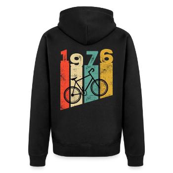 Vintage 1976 - Unisex Premium Bio Zip Hoodie - Schwarz - Hinten - Nico (187cm)