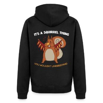Winged Squirrel Saying - Unisex Premium Organic Zip Hoodie - black - Back - Nico (187cm)