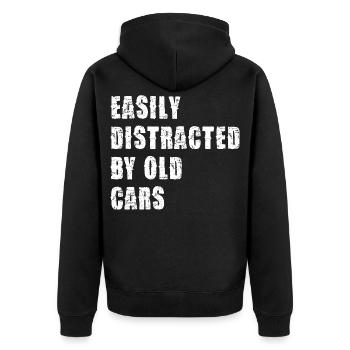 Distrait par de vieilles voitures - Veste à capuche bio Premium Unisexe - noir - Dos - Nico (187cm)